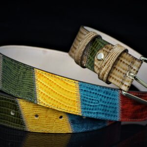 Gold bright hued leather belt
