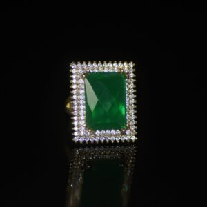 Green onyx rectangular ring