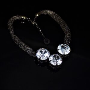 Gunmetal glass necklace