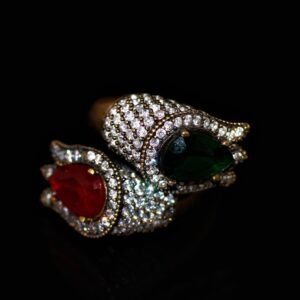 Jaipur red and green onyx ring