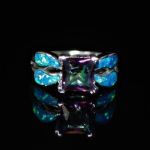 Blue Opal mystic topaz ring