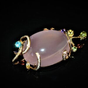 Rose-quartz couture pendant