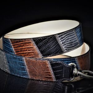 Silver warm hued patchwork strap men