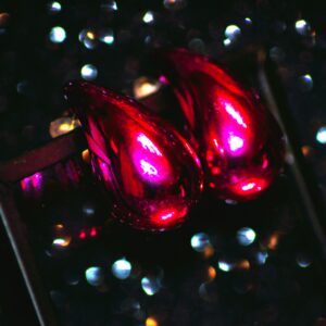 Tribal Teardrop Earring ( Metallic Pink )