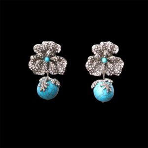 Crystal Floral Earrings (Turquoise)