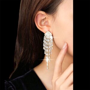 Zirconia Chandalier Earrings (Silver)