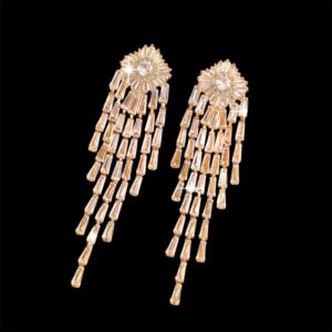 Zirconia Chandalier Earrings (Gold)